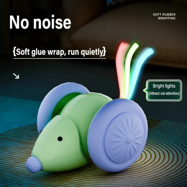 Rechargeable Electric Mouse Cat Toy – Interactive Smart Pet Teaser with Auto Movement & Obstacle Avoidance - Image 2