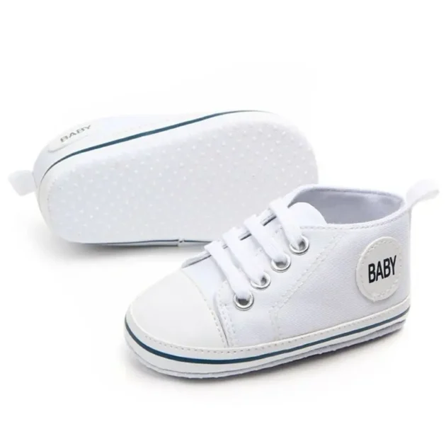 Baby Canvas Sneakers – Classic Sports Letter Print Anti-Slip Shoes for Newborn Boys & Girls - Image 4