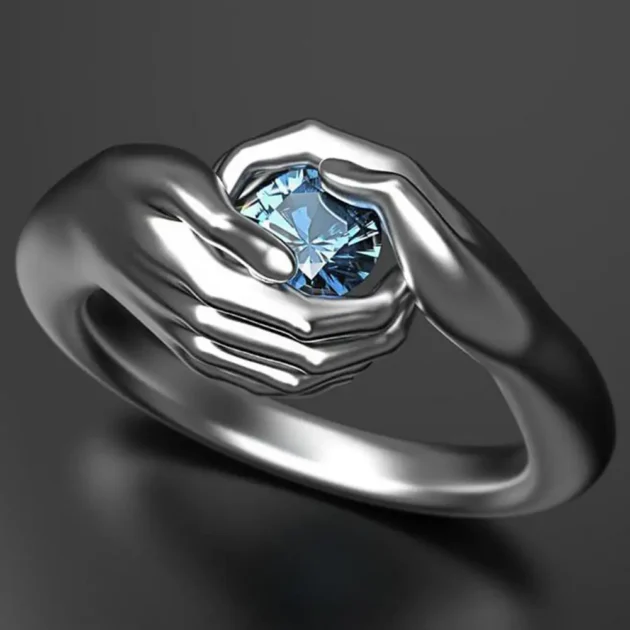 Gemstone Rings for Women – Chic Hugging Hand Design Ring, Faux Gem Party Jewelry, Elegant Gift for Her
